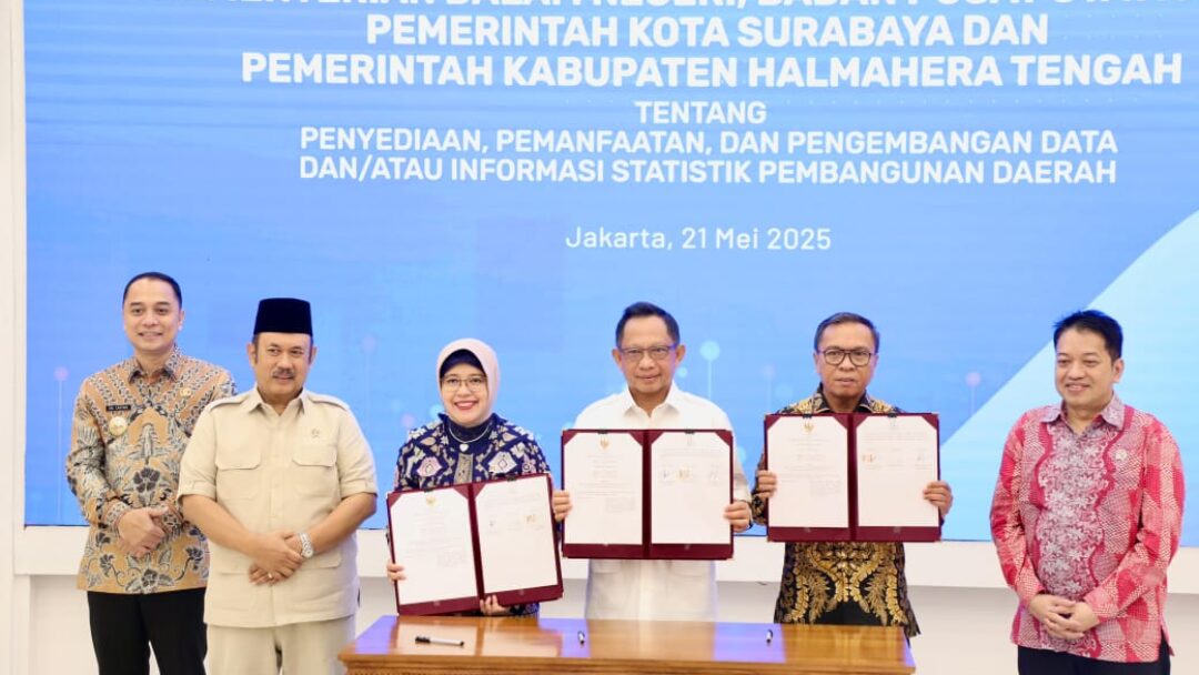 Dukung Pemanfaatan Data Tunggal, Mendagri Teken Kerja Sama Dengan BPS Dan Pemda